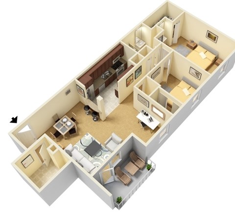 Floor plan for 2 beds, 1 bath, 1150 sqft